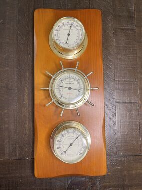 Vintage Sunbeam Nautical Weather Station Thermometer, Barometer